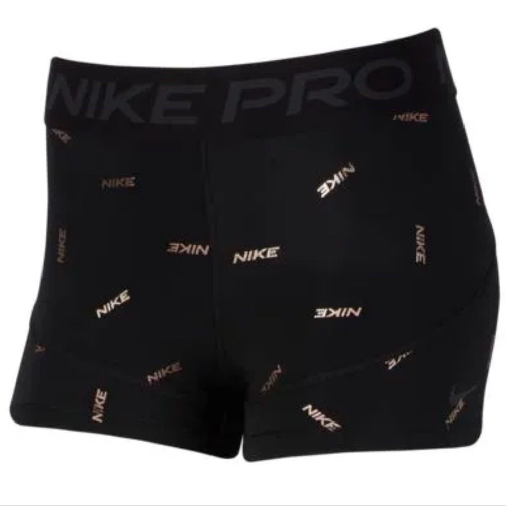 Nike Women's Pro 3” Black & Rose Gold Training Shorts NEW CQ9252-010